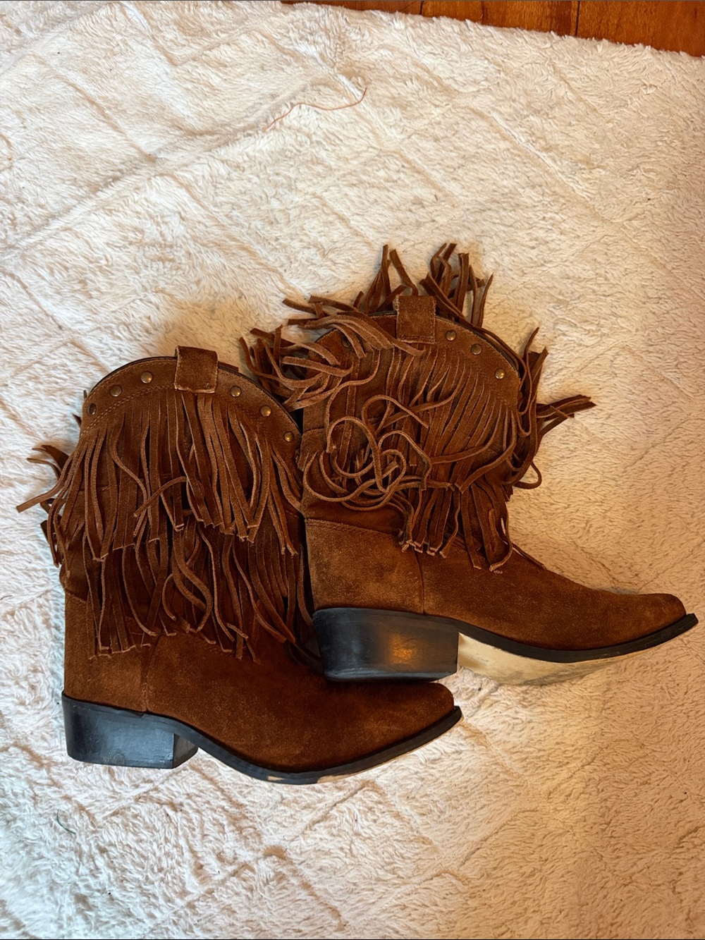 Brown Fringe Leather Boots